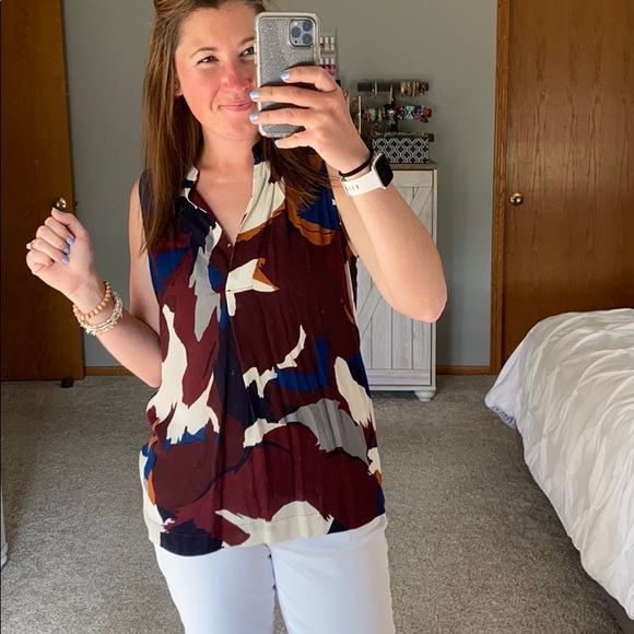 LOFT Tops - Loft Burgundy, Navy, copper, and White Dressy Tank